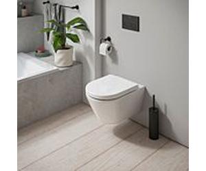 Ensemble WC suspendu Duravit D-Code, à chasse d'eau profonde, référence 49030900B2, sans bride, avec abattant, mécanisme de fermeture ralentie, blanc brillant