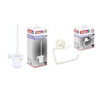 Ensemble WC tesa Moon White, Ensemble avec Support et Brosse WC, Blanc Mat, Verre satiné et Porte-Rouleau tesa Moon White