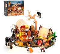 Ensemble Western Cowboy Camp, 542 Pièces, Modèle Lumineux Avec Tente Et Chariot Cuisine, Jouet Rétro À Construire Pour Passionnés De Culture Western