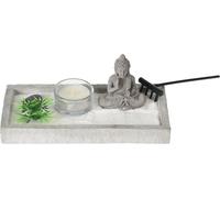 Ensemble zen Bouddha Lino - décoration avec sable et bougie, 19 × 10 × 8 cm