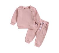 Ensembles bébé Fille 3 Mois a 3 Ans uni Sweats garçon Sport sans Capuche Pull Tee Shirt Manche Longue col Rond et Pantalon avec Poches Tenue Habit Vetement Bebe garçon Automne (12-18 Months)