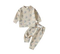 Ensembles bébé garçon 3-24 Mois Panda Dessin animé Pull Sweats garçon Sport Manche Longue col Rond Decontracte Jogging Pantalon Tenue Survetement Vetement Bebe Fille Mignon (Beige, 6-9 Mois)