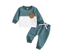 Ensembles bébé garçon 3 Mois a 3 Ans Automne Decontracte Sweats garçon sans Capuche col Rond Tee Shirt Manche Longue avec Poche Pantalon Jogging Survetement Enfant Garcon Sport (Blue, 3-6 Mois)