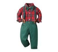 Ensembles Bébé Garçon,Tenue Noel Bebe Garcon 4 Pièces de Enfant Noël Mariage Vêtements avec Pantalon + Manches Longues Chemises + Bretelles + Nœud Papillon