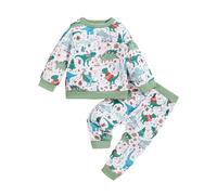 Ensembles BéBé GarçOn,VêTements Pour BéBé Et Enfant à ThèMe De NoëL Nouveau Sweat à Capuche à Manches Longues Pantalon Imprimé Animal De Dessin Animé Ensemble Deux PièCes (Light Green 2-3 Years)