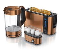 Ensembles Bouilloire et grille-pain et cuiseur à oeufs SET Bouilloire en inox 1,7 L 2200W Filtre Grille-pain 2 Tranches 6 niveaux de brunissage viennoiserie Cuiseur à oeufs 1-3 oeufs Verre doseur