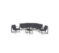 IDMarket – Salon de jardin bas Nairobi – 8 places – Salon d'angle en acier gris anthracite