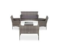 Salon de jardin meuble d'extérieur ensemble de mobilier 5 pièces avec coussins résine tressée gris 02_0016444