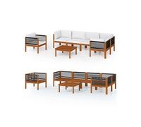 Ensembles canapés, fauteuils et tables de jardin bois massif 7 personnes 7 pieces