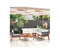 Ensembles canapés, fauteuils et tables de jardin bois massif beige 7 pieces 7 personnes