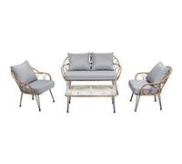Ensembles canapes. fauteuils et tables de jardin IDIMEX metal gris 4 pieces 90.0 x 33 x 90 4 personnes noir G