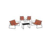 IDMarket – Salon de jardin bas Malaga 6 places Terracotta