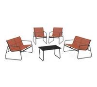 IDMarket – Salon de jardin bas Malaga 6 places Terracotta