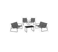 IDMarket - Salon de Jardin Bas Malaga 6 Places avec canapés, fauteuils et Table Gris Anthracite