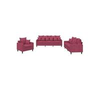 Ensembles canapes. fauteuils et tables de jardin metal rouge 3 pieces