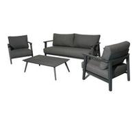 Salon bas de jardin aluminium et tissu (canapé + 2 fauteuils + table basse) - Lava - 5 places