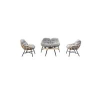 Concept Usine – Salon de jardin Evora – 4 places (canapé + 2 fauteuils) – Gris foncé