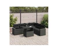 Vidaxl Salon De Jardin 7 Pcs Avec Coussins Noir Résine Tressée