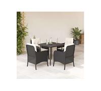 Vidaxl Ensemble À Manger De Jardin Coussins 5pcs Noir Résine Tressée