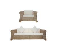 vidaXL Ensemble de canapés 2 pcs avec coussins Rotin naturel