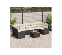 Vidaxl Ensemble De Canapé De Jardin 8 Pièces Avec Coussins Noir Poly Rattan Acacia Noir