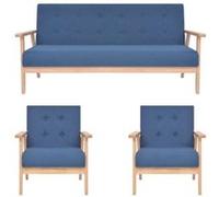 Ensembles canapés, fauteuils et tables de jardin bois bleu 3 pieces