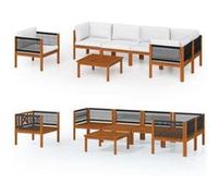 Ensembles canapés, fauteuils et tables de jardin bois massif 7 personnes 7 pieces