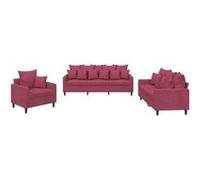 vidaXL Ensemble de canapés 3 pièces avec coussins velours rouge bordeaux