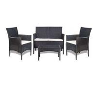 Vidaxl Salon De Jardin 4 Pcs Avec Coussins Résine Tressée Noir Blanc