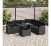 Vidaxl Salon De Jardin 7 Pcs Avec Coussins Noir Résine Tressée