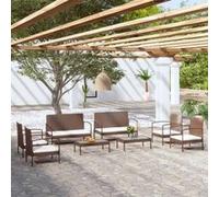 vidaXL Salon de jardin 8 pcs avec coussins Résine tressée Marron, 55.6kg