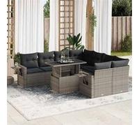 Ensembles canapes. fauteuils et tables de jardin resine tressee gris 9 pieces x 62 x 69 8 personnes