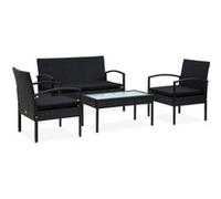 Vidaxl Salon De Jardin 4 Pcs Avec Coussins Résine Tressée Noir
