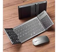 Ensembles Clavier et Souris 3 Volets, Clavier Portable Pliable avec pavé Tactile et Mode pavé numérique, Distance de Transmission ≤ 10 m, Tablette et Ordinateur Portable Android Windows iOS Black