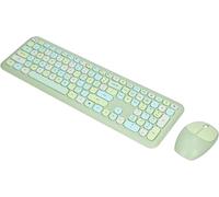 Ensembles Clavier Et Souris Sans Fil, Clavier De Style Rétro Avec Touches Rondes, Souris Ergonomique Silencieuse 2,4 Ghz Longue Durée De Vie De La Batterie Pour(Costume De Couleur Verte Mélangée)
