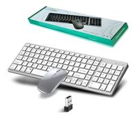 Ensembles Clavier Souris sans Fil Bluetooth & 2.4Ghz USB,Trois Modes,Quatre Canaux,Clavier et Souris sans Fil Rechargeable Silencieuse,Clavier Ultra-Fin avec Pavé Numérique pour PC/Laptop/Mac,QWERTY