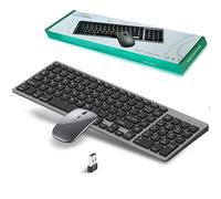 Ensembles Clavier Souris sans Fil Bluetooth & 2.4Ghz USB,Trois Modes,Quatre Canaux,Clavier et Souris sans Fil Rechargeable Silencieuse,Clavier Ultra-Fin avec Pavé Numérique pour PC/Laptop/Mac,QWERTY