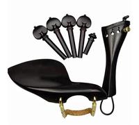 Ensembles D'accessoires Pour Violon Forme Violon Accessoires Pièces Raccords Kits Ensemble Chevilles Cordier Embout Mentonnière Avec Pince Support Vis(Ebony wood 4)