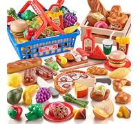 Ensembles d'Aliments de Jeu pour Cuisine Enfant, Cuisine Globale Jeu de Découpe pour Tout-Petits Jouets Alimentaires Factices Comprenant Pizza, Sushi & Boulangerie, Jouets de Nourriture de Jeu de Rôle