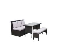 Ensembles de bancs. canapes et tables de jardin rotin noir 3 pieces 68.5 x 68.5 2 personnes