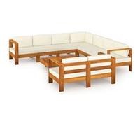 Ensembles de bancs, canapés et tables de jardin VIDAXL bois 9 pieces Blanc G