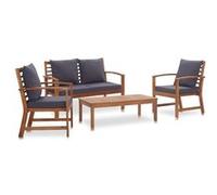 vidaXL Salon de jardin 4 pcs avec coussins Bois d'acacia solide