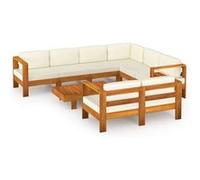 Ensembles de bancs, canapés et tables de jardin vidaxl bois massif 8 personnes 8 pieces Blanc G