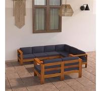 Ensembles de bancs. canapes et tables de jardin Vidaxl bois massif gris 8 pieces x 63 x 60 8 personnes gris G