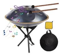 Ensembles De Batterie Handpan 9/10/12 Notes, Instruments De Percussion En Acier Hand Pan De 22 Pouces, Instrument De Tambour À Languette En Acier En Ré Mineur, Pour Adultes, Enfants(440HZ/10Note)