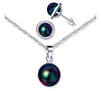 Ensembles de bijoux de perles, Collier perle pour femme en argent 925, Boucles d'oreilles perle élégantes, Zircon incrusté, Cadeau de Noël et Anniversaire