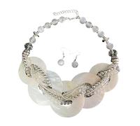 Ensembles de bijoux en coquillage contemporains Collier avec boucles d ' oreilles assorties À porter de manière polyvalente de la plage dîner Chaîne de qualité supérieure de 125 g Accessoires