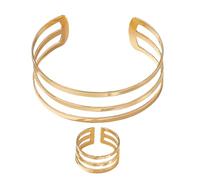 Ensembles de bijoux en or,Ensemble de bijoux pour filles adolescentes - Bracelets empilables à manchette creuse à la mode en trois parties Esthétique pour mariage Accessoires de gala Occasions