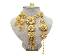 Ensembles De Bijoux Nouveau Collier en Or Boucles d'oreilles Dubai Africain Indien Fleurs De Mariée Ensembles De Bijoux Collier Ensemble Cadeaux pour Les Femmes