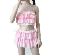Ensembles de Bikini Femmes Maillot de Bain Kawaii Style Japonais Filles Doux Sexy Maillots de Bain Chic Populaire Taille Haute été Plage Mince Femme Dame-Rose Ensembles-S
